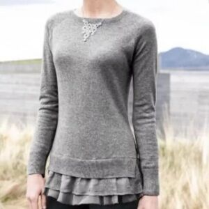Garnett Hill Shirttail Cashmere Sweater